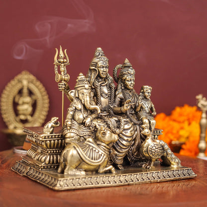 Brass Superfine Complete Shiva Family Idol 4 inch by vendor-unknown - Hindu Gods (View 5)