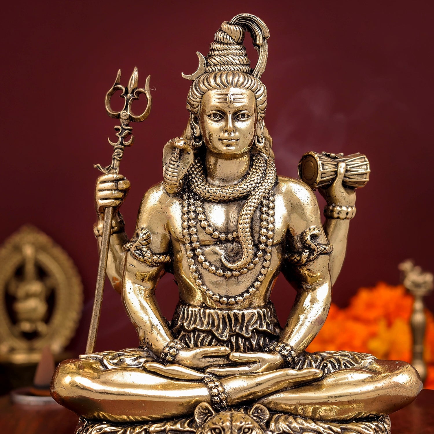 Brass Antique Lord Shiva Idol 6" - Image 2