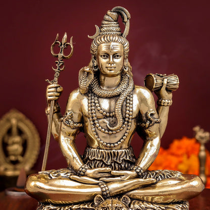 Brass Antique Lord Shiva Idol 6" by vendor-unknown - Hindu Gods (View 2)