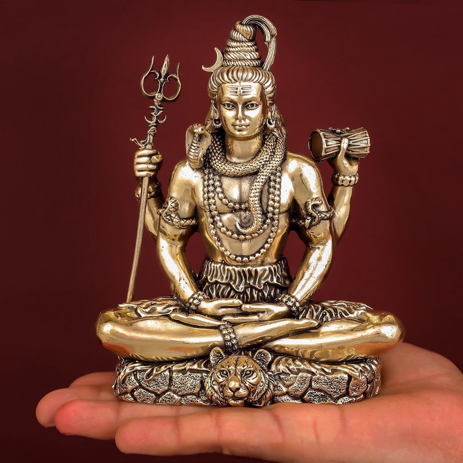 Brass Antique Lord Shiva Idol 6" - Image 3