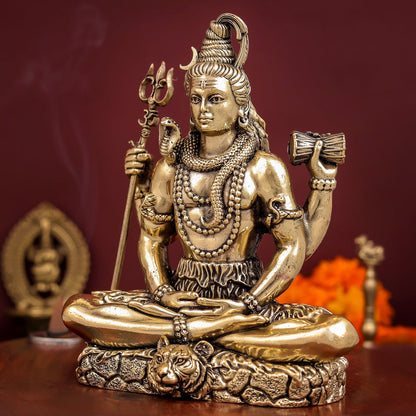 Brass Antique Lord Shiva Idol 6" by vendor-unknown - Hindu Gods (View 5)