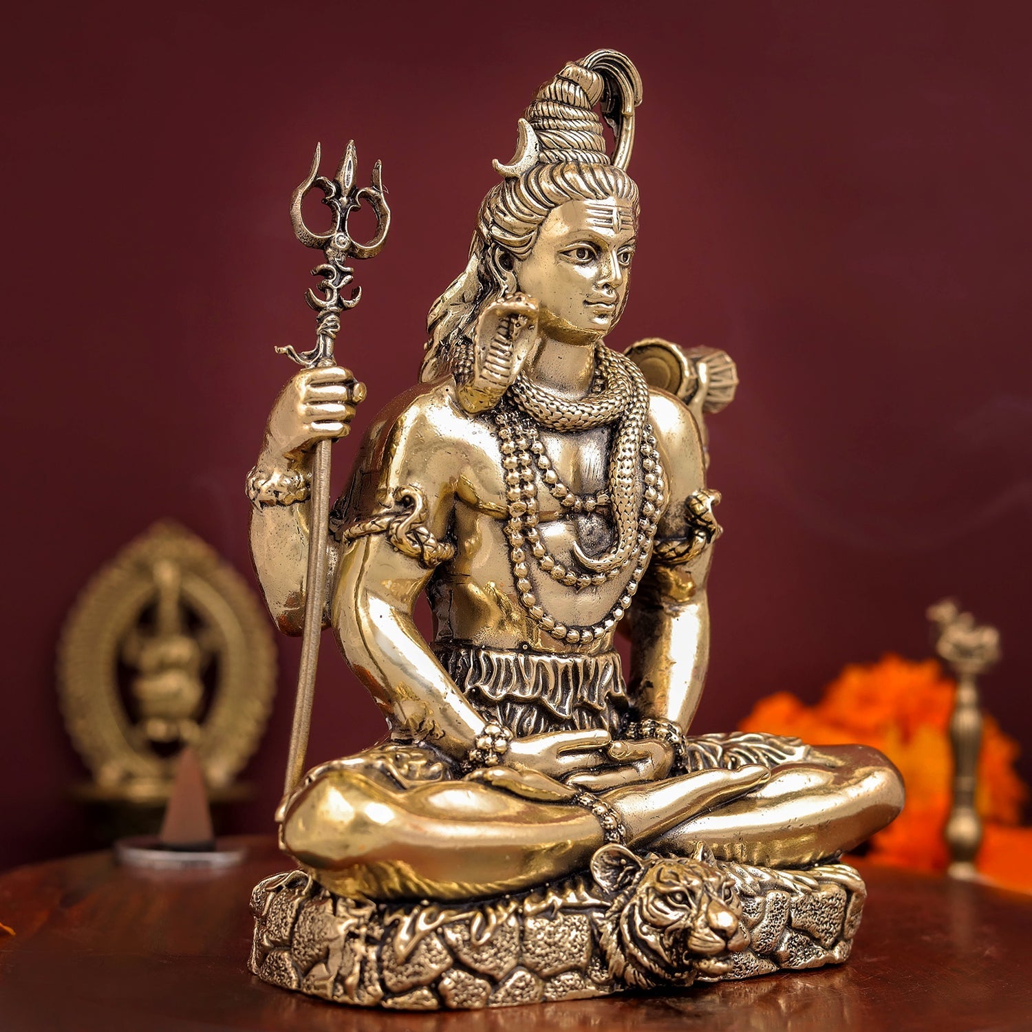 Brass Antique Lord Shiva Idol 6" - Image 4