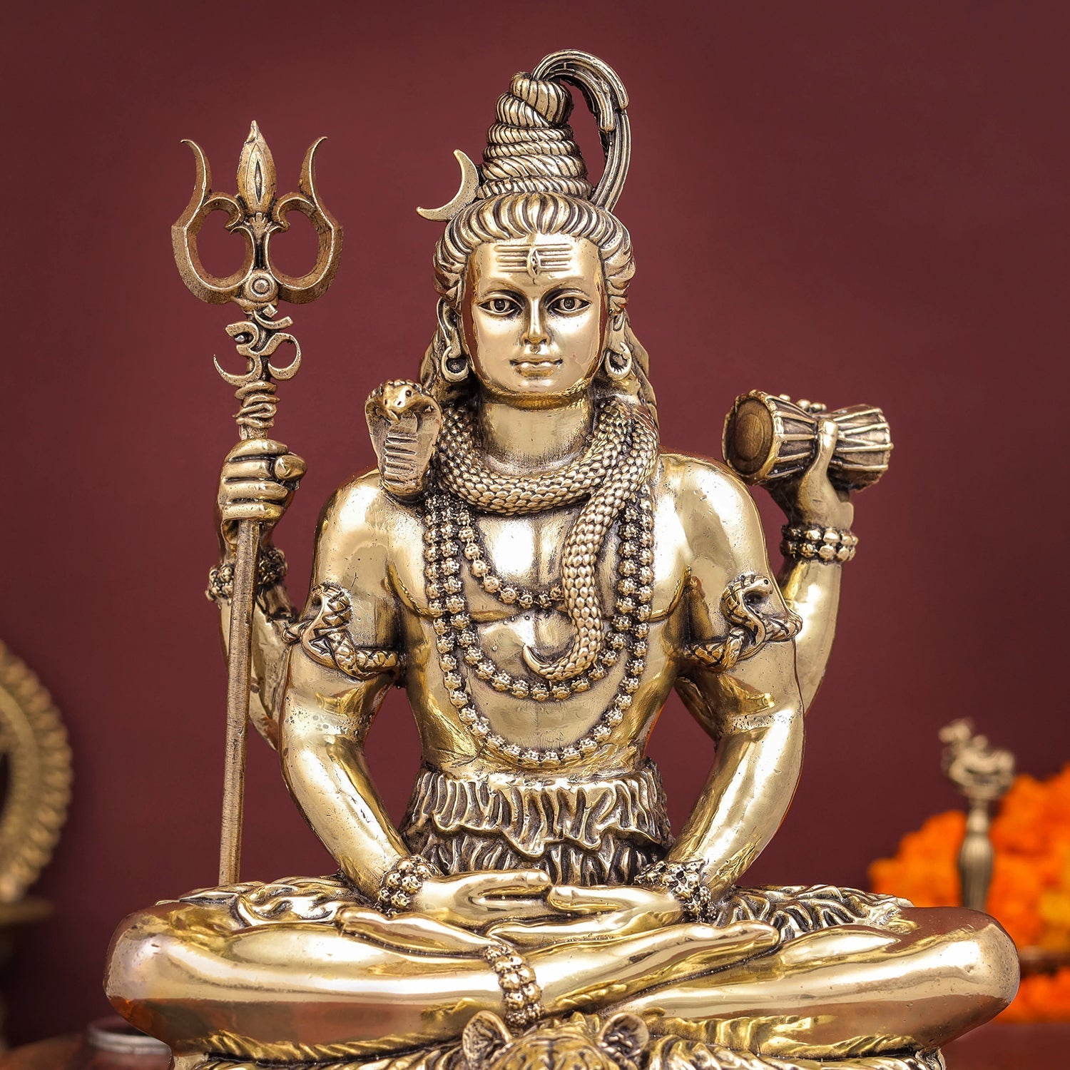 Brass Antique Lord Shiva Idol 7" - Image 2