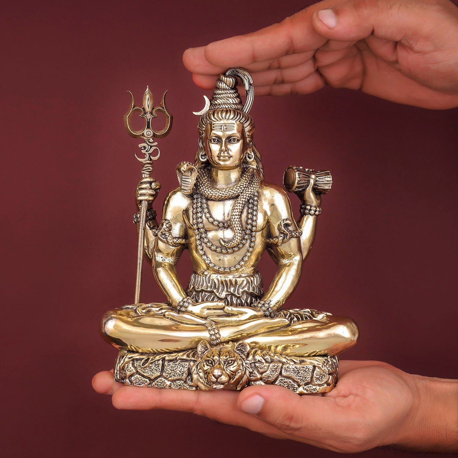 Brass Antique Lord Shiva Idol 7" - Image 3