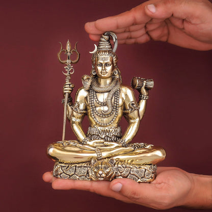 Brass Antique Lord Shiva Idol 7" by vendor-unknown - Hindu Gods (View 3)