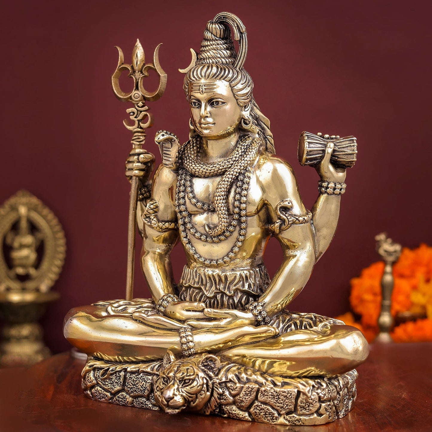 Brass Antique Lord Shiva Idol 7"