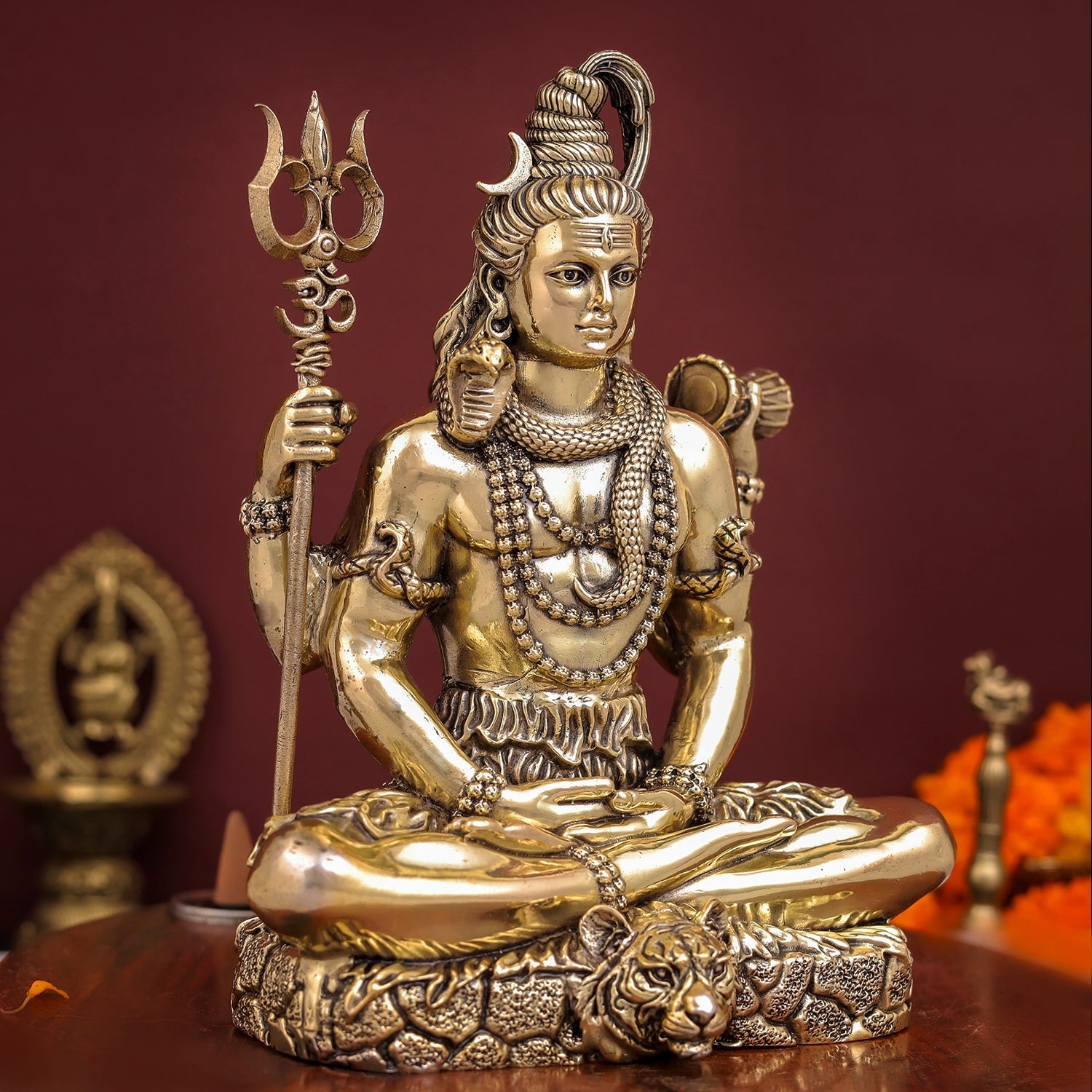 Brass Antique Lord Shiva Idol 7" - Image 4