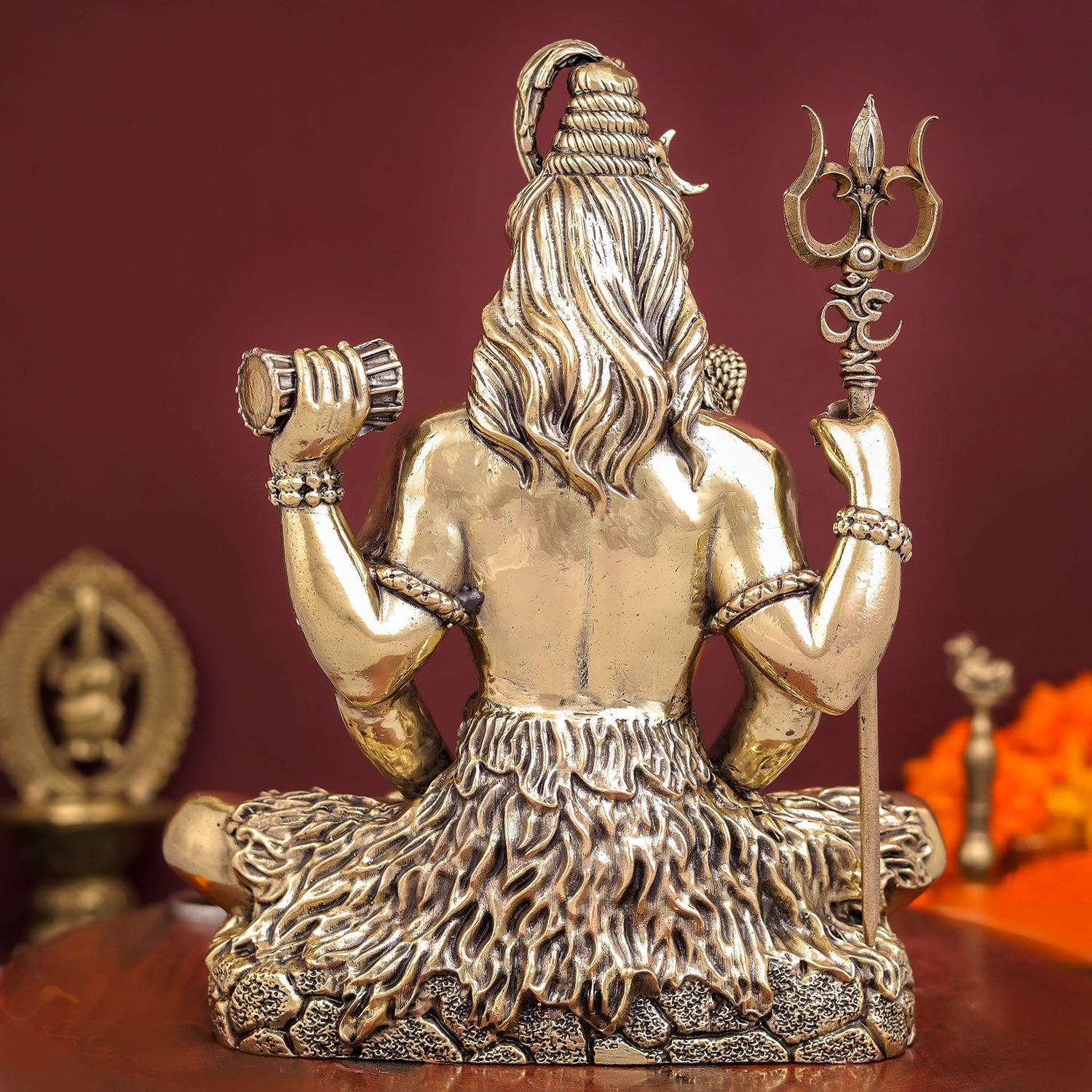 Brass Antique Lord Shiva Idol 7" - Image 6