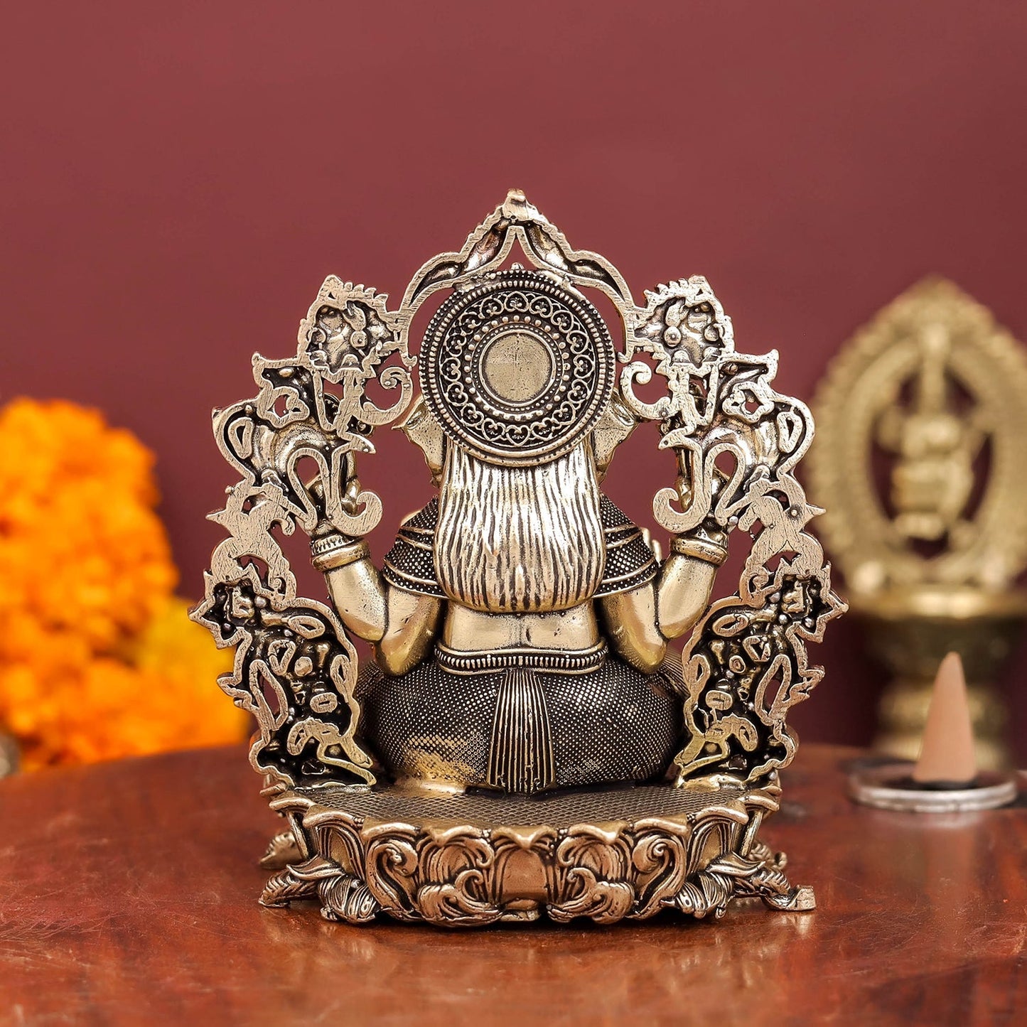 Brass Antique Ganesha Idol with Arch 4"