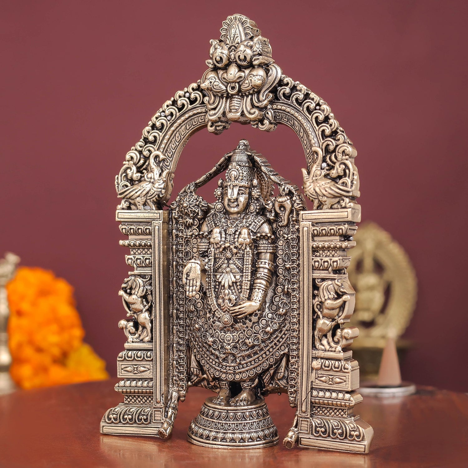 Brass Superfine Tirupati Balaji Idol Venkateshvara Swamy 6 Inch - Image 4