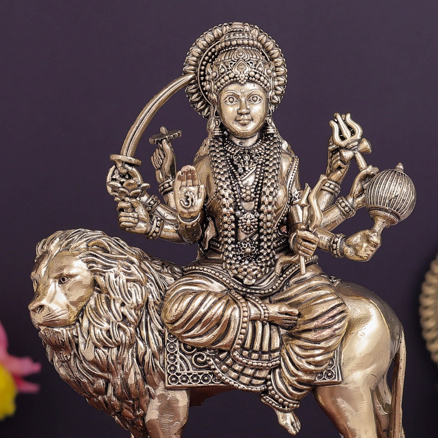 Brass Superfine Goddeess Durga Idol 5.5 Inch - Image 2