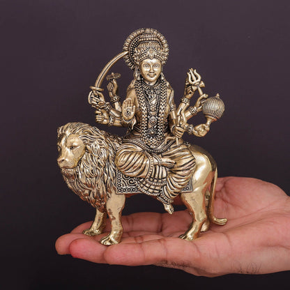 Brass Superfine Goddeess Durga Idol 5.5 Inch by vendor-unknown - Hindu Gods (View 3)
