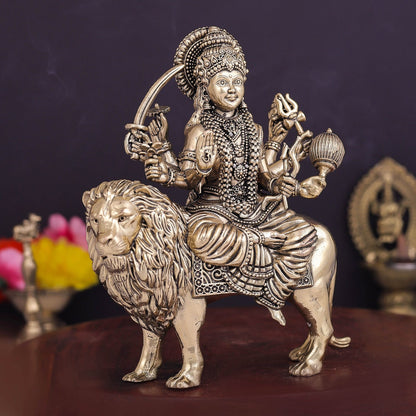 Brass Superfine Goddeess Durga Idol 5.5 Inch by vendor-unknown - Hindu Gods (View 4)