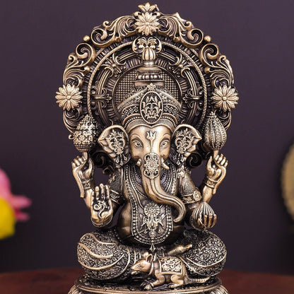 Brass Superfine Ganesha on Throne 5 Inch by vendor-unknown - Hindu Gods (View 2)
