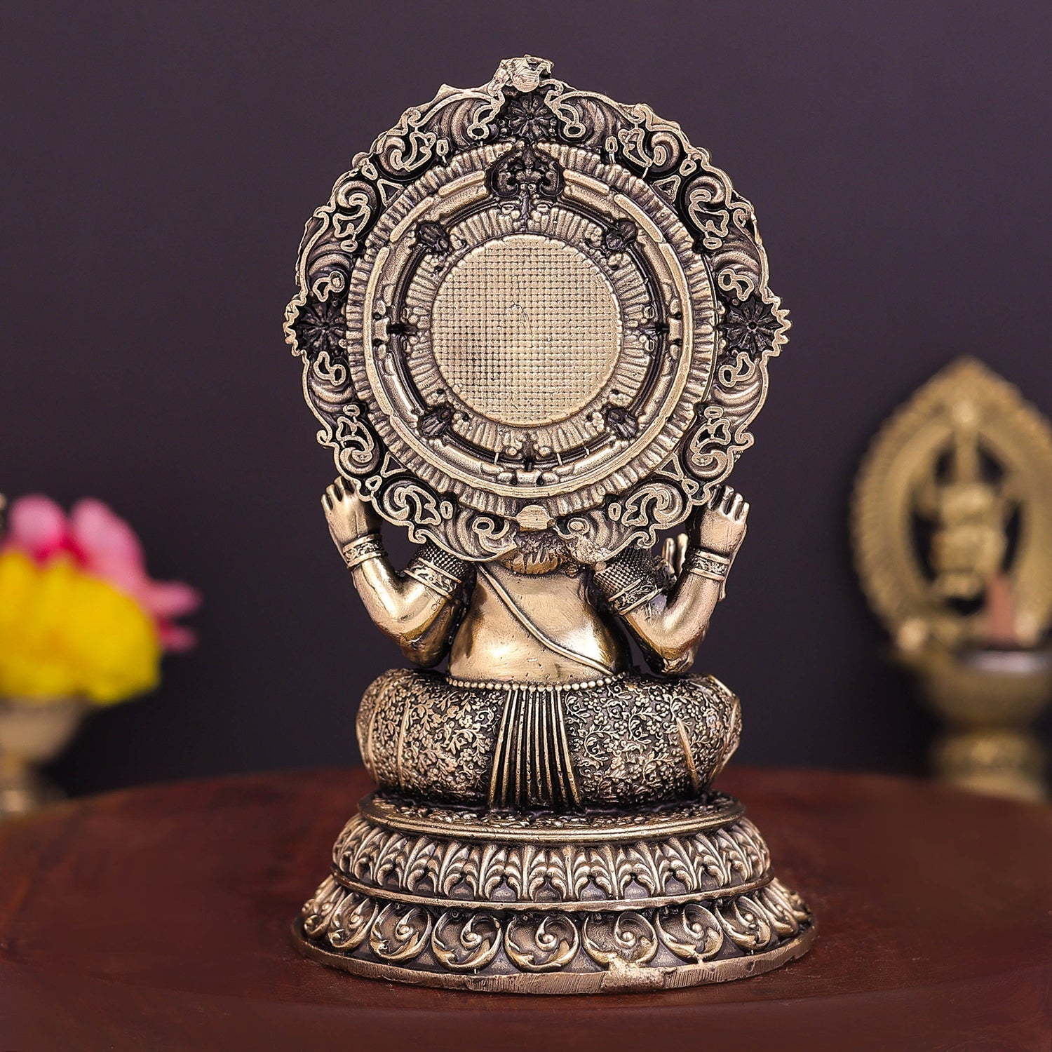 Brass Superfine Ganesha on Throne 5 Inch - Image 6