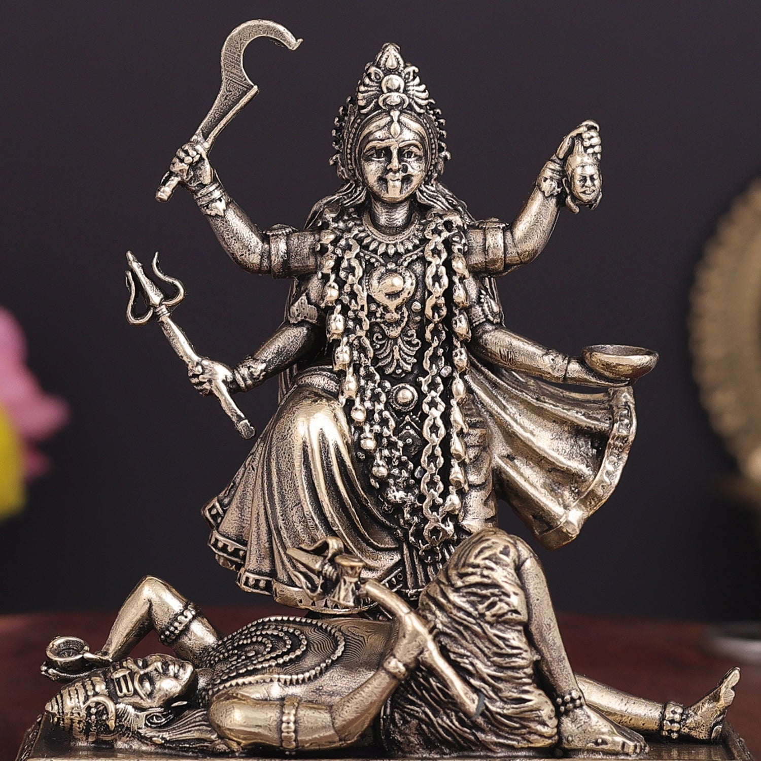 Brass Superfine Goddess Kali Idol 4 Inch - Image 2