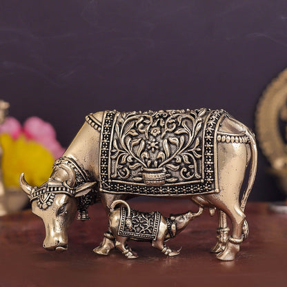Brass Superfine Cow and Calf Statue 3.5 Inch by vendor-unknown - Spiritual (View 4)
