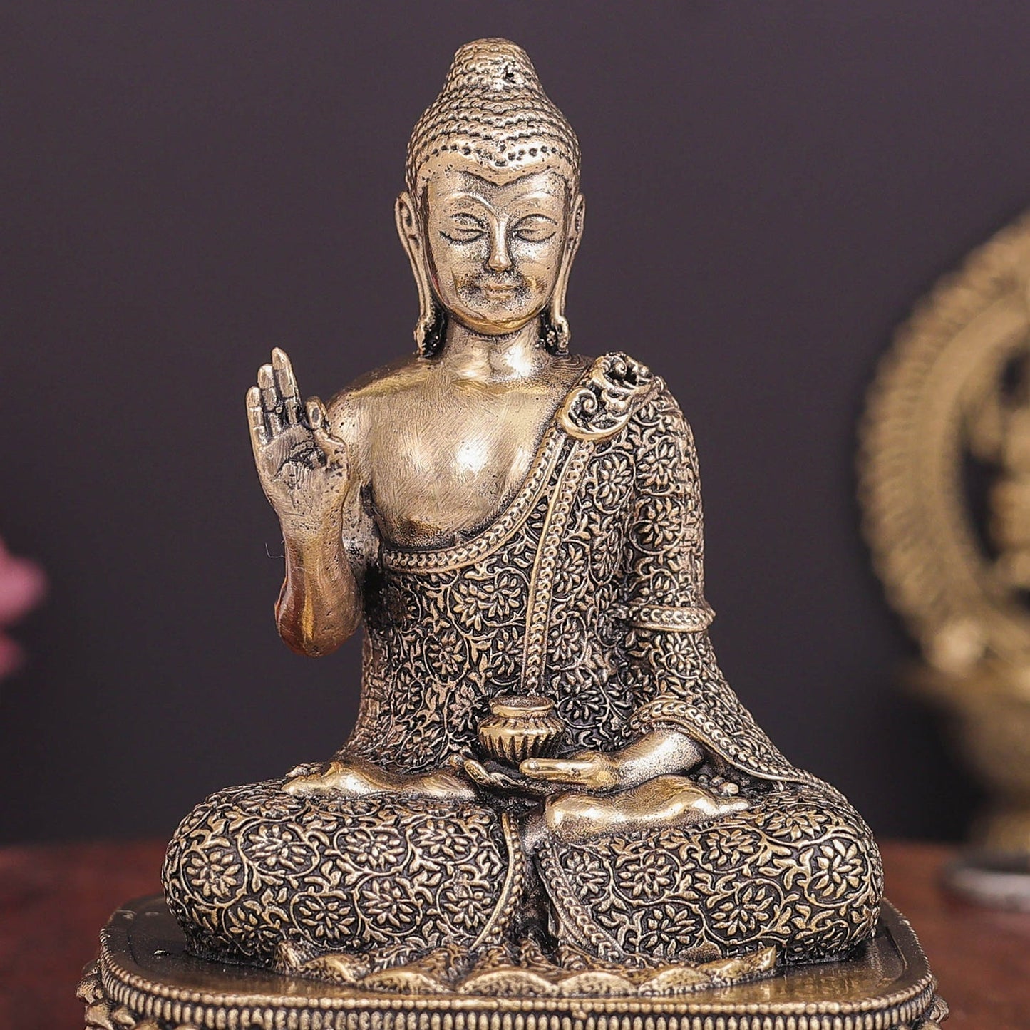 Brass Superfine Blessing Buddha Statue 4 Inch