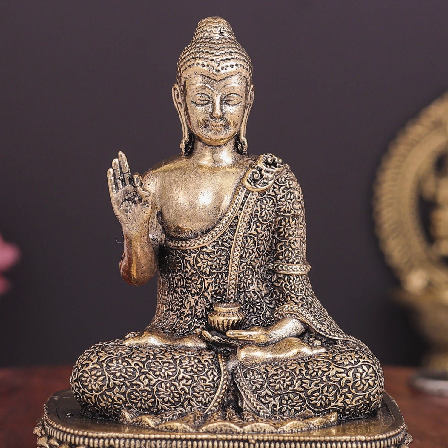 Brass Superfine Blessing Buddha Statue 4 Inch - Image 2