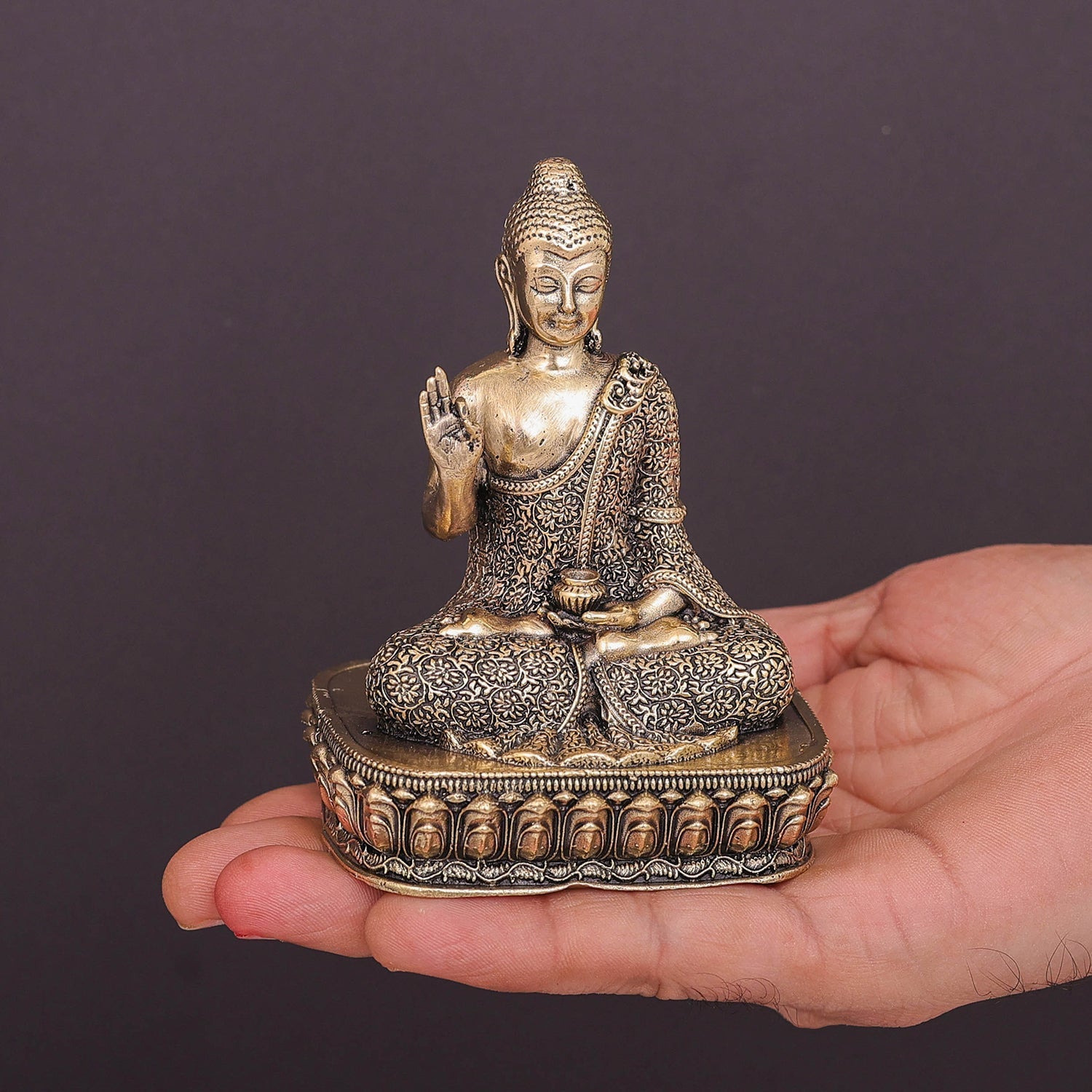 Brass Superfine Blessing Buddha Statue 4 Inch - Image 3