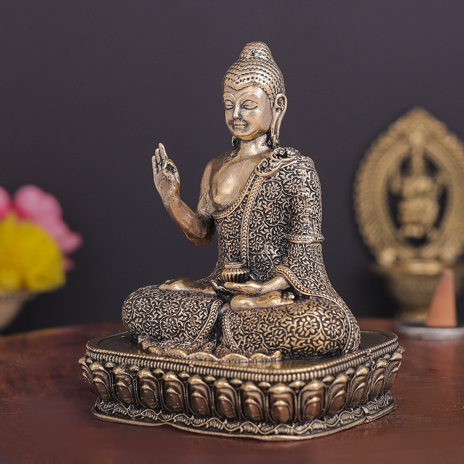 Brass Superfine Blessing Buddha Statue 4 Inch - Image 4