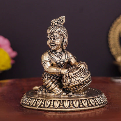 Brass Superfine Makhan Chor Bal Gopal Krishna Idol 3 Inch by vendor-unknown - Hindu Gods (View 4)