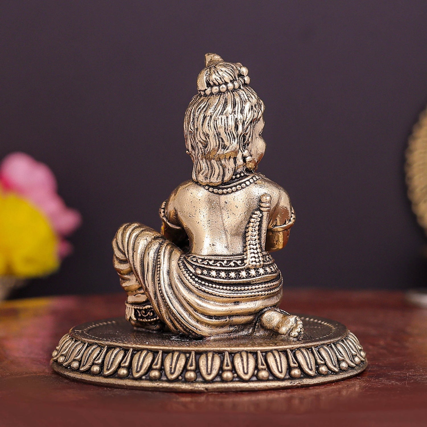 Brass Superfine Makhan Chor Bal Gopal Krishna Idol 3 Inch - Image 6