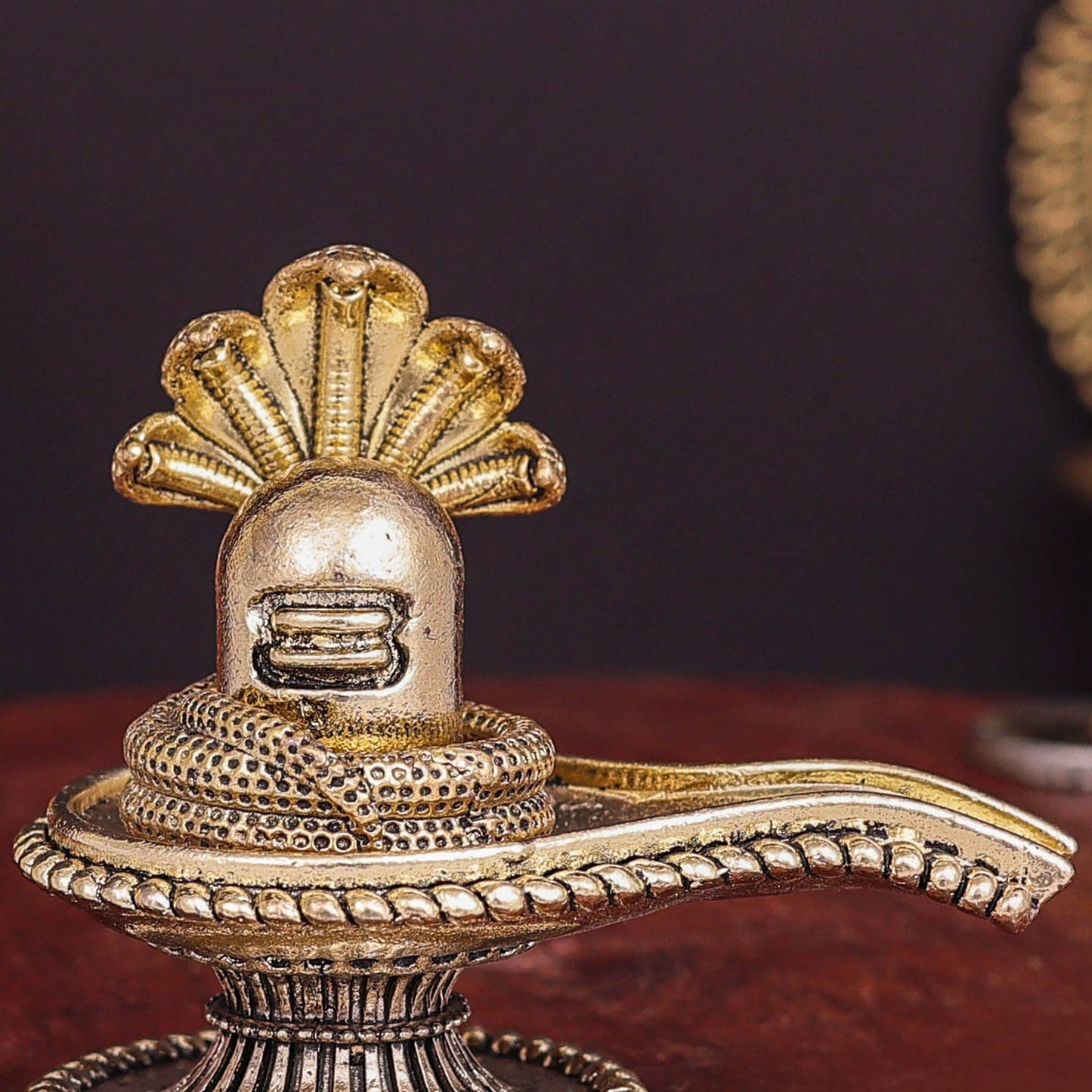 Brass Superfine Small Shivling Shiva Lingam Idol With Vasuki Naag 3 Inch