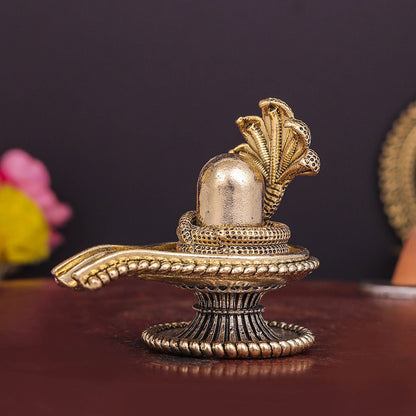 Brass Superfine Small Shivling Shiva Lingam Idol With Vasuki Naag 3 Inch by vendor-unknown - Hindu Gods (View 4)