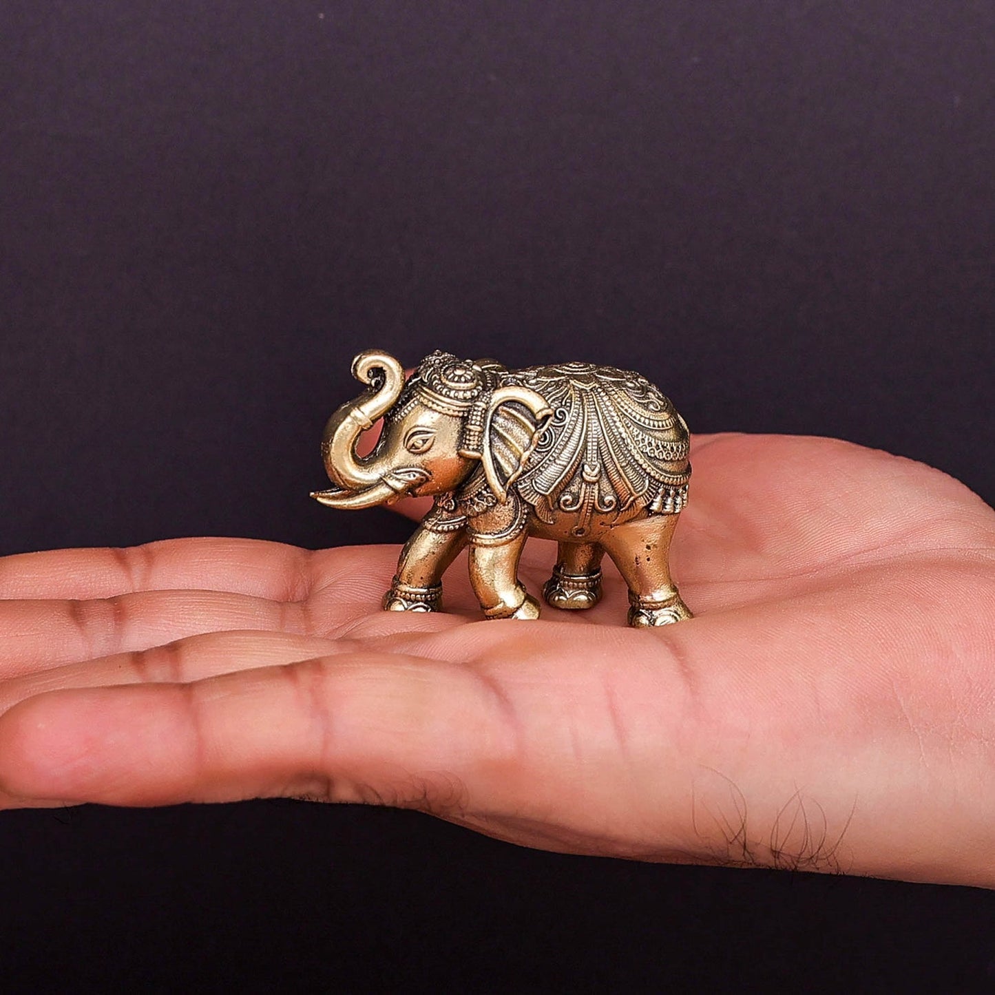 Brass Superfine Elephant Pair Miniature Showpieces 2 Inch