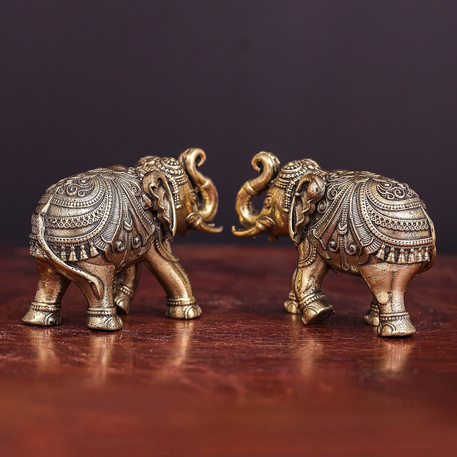 Brass Superfine Elephant Pair Miniature Showpieces 2 Inch - Image 5