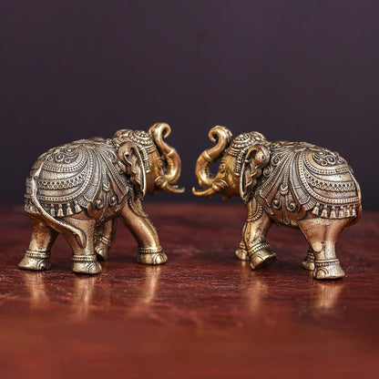 Brass Superfine Elephant Pair Miniature Showpieces 2 Inch by vendor-unknown - Decor (View 5)