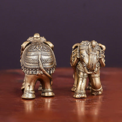Brass Superfine Elephant Pair Miniature Showpieces 2 Inch by vendor-unknown - Decor (View 6)