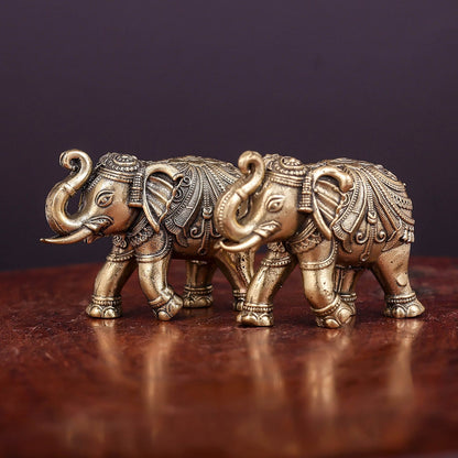 Brass Superfine Elephant Pair Miniature Showpieces 2 Inch by vendor-unknown - Decor (View 7)