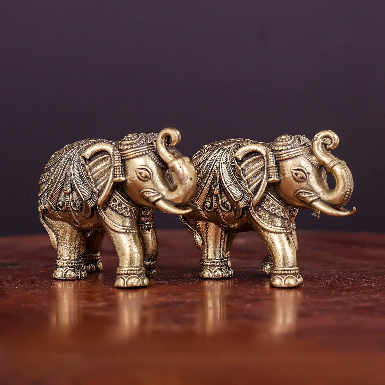 Brass Superfine Elephant Pair Miniature Showpieces 2 Inch - Image 8