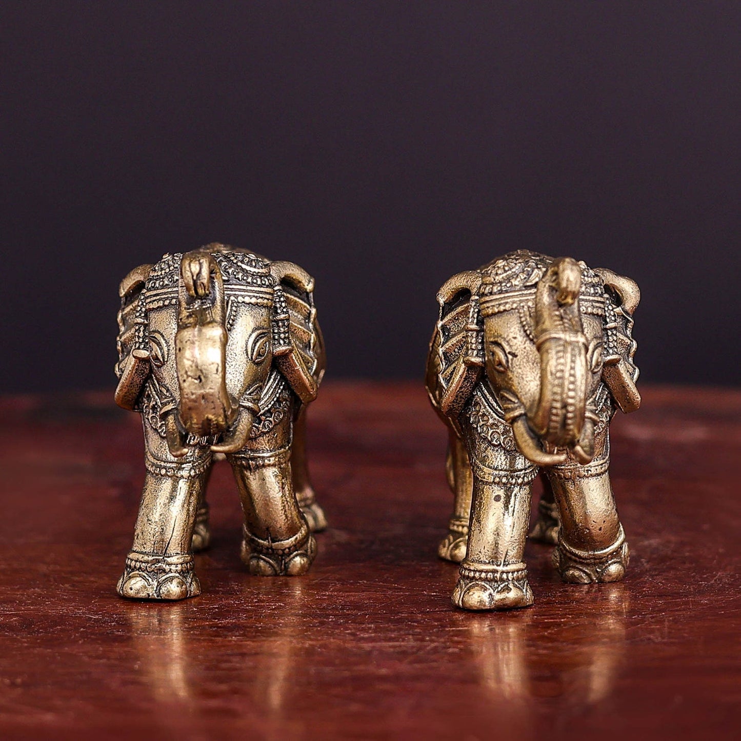 Brass Superfine Elephant Pair Miniature Showpieces 2 Inch