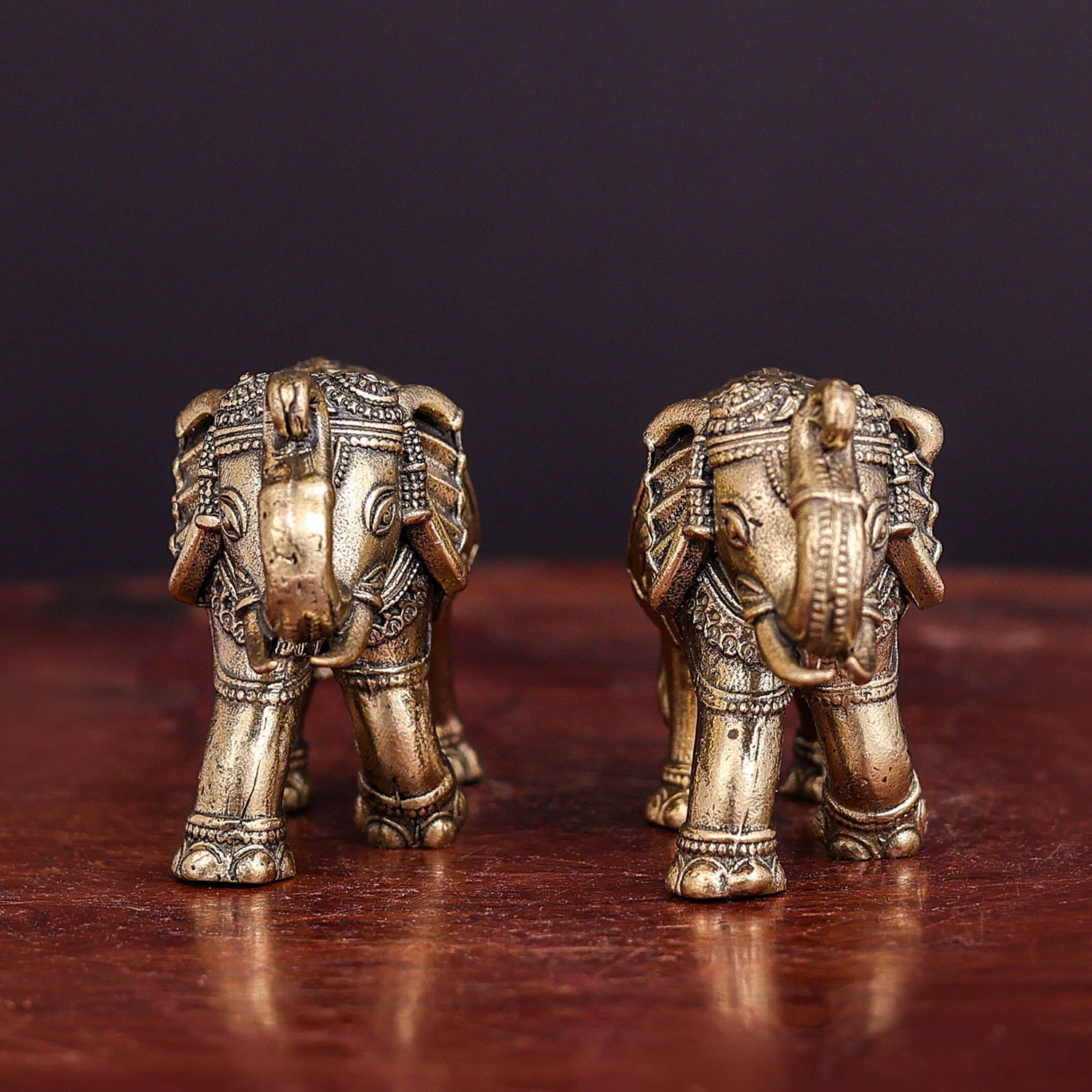 Brass Superfine Elephant Pair Miniature Showpieces 2 Inch - Image 9
