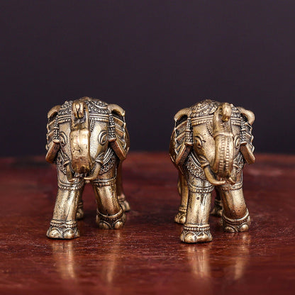 Brass Superfine Elephant Pair Miniature Showpieces 2 Inch by vendor-unknown - Decor (View 9)