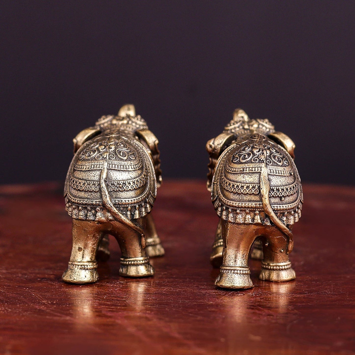 Brass Superfine Elephant Pair Miniature Showpieces 2 Inch