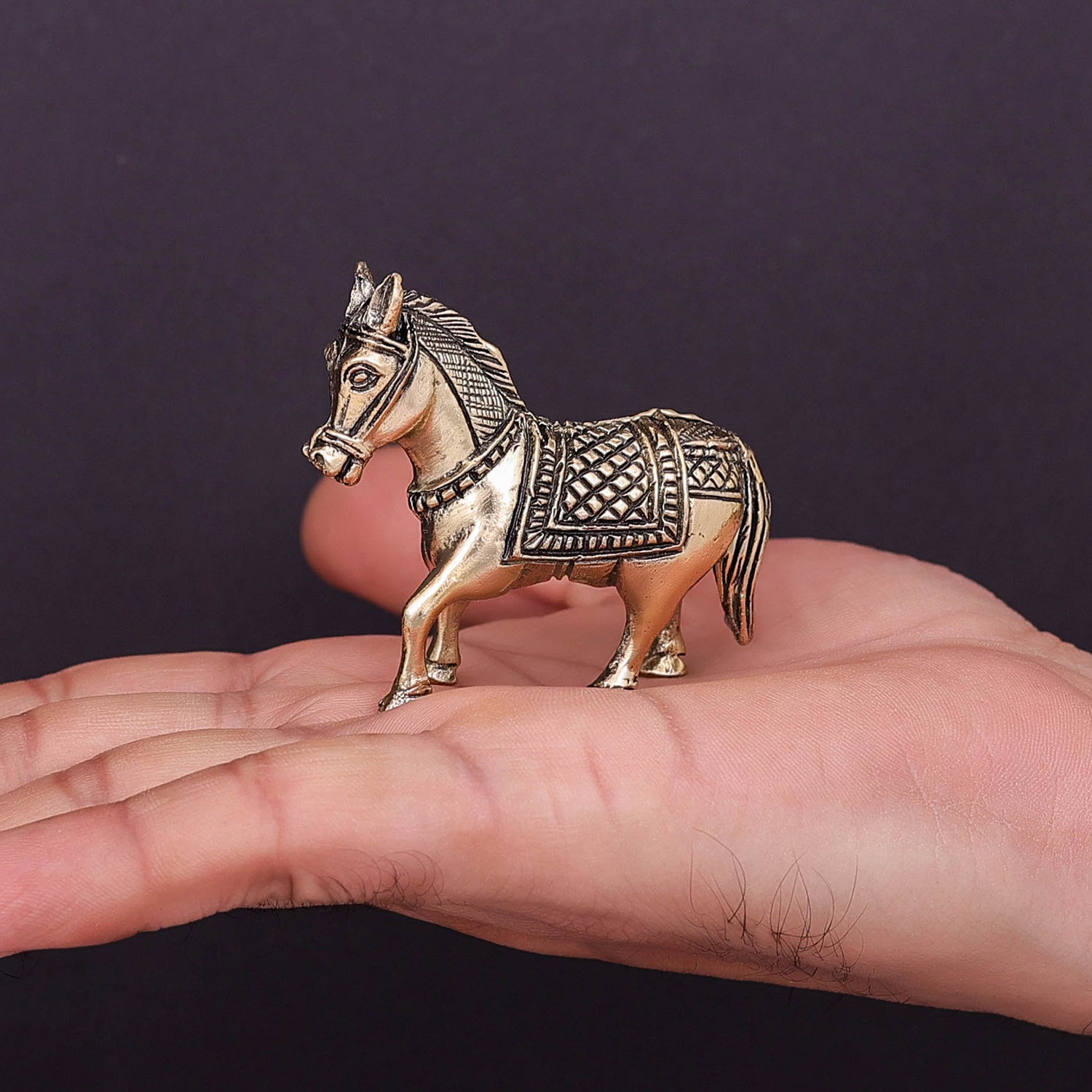 Brass Superfine Horse Pair Miniature Showpieces 2 Inch - Image 3