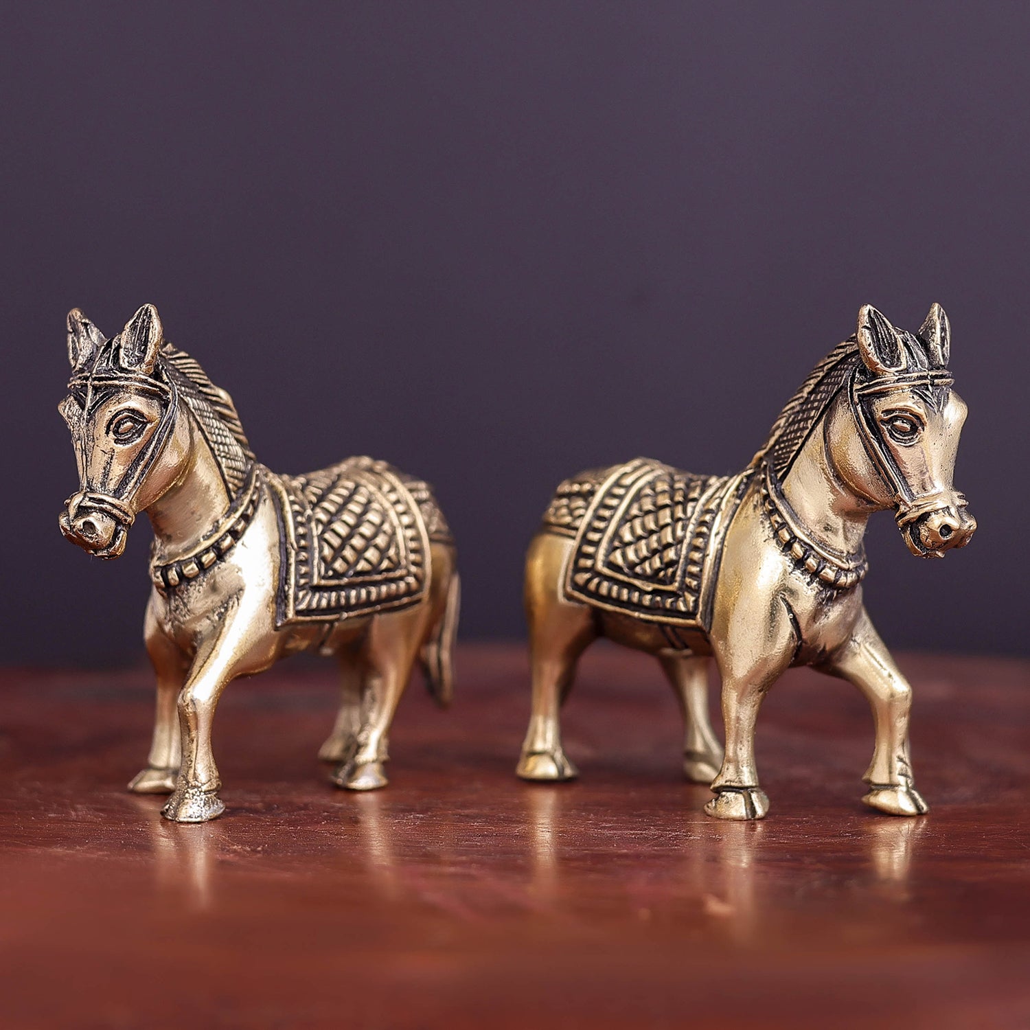 Brass Superfine Horse Pair Miniature Showpieces 2 Inch - Image 4