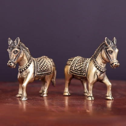 Brass Superfine Horse Pair Miniature Showpieces 2 Inch by vendor-unknown - Decor (View 4)