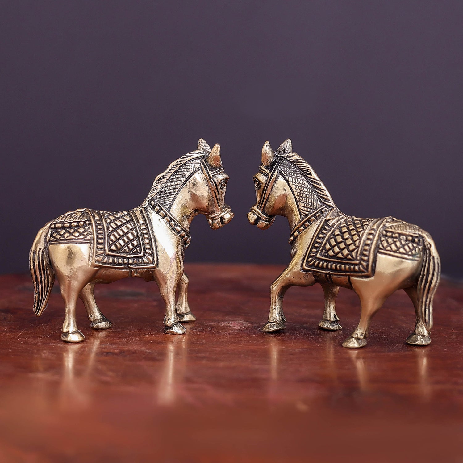 Brass Superfine Horse Pair Miniature Showpieces 2 Inch - Image 5