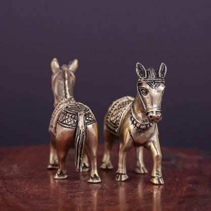 Brass Superfine Horse Pair Miniature Showpieces 2 Inch by vendor-unknown - Decor (View 9)