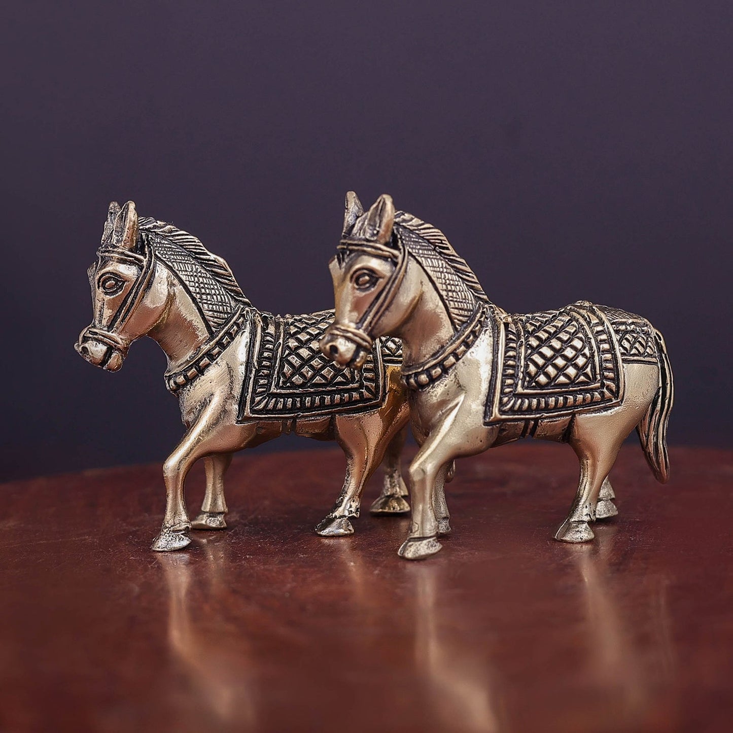 Brass Superfine Horse Pair Miniature Showpieces 2 Inch