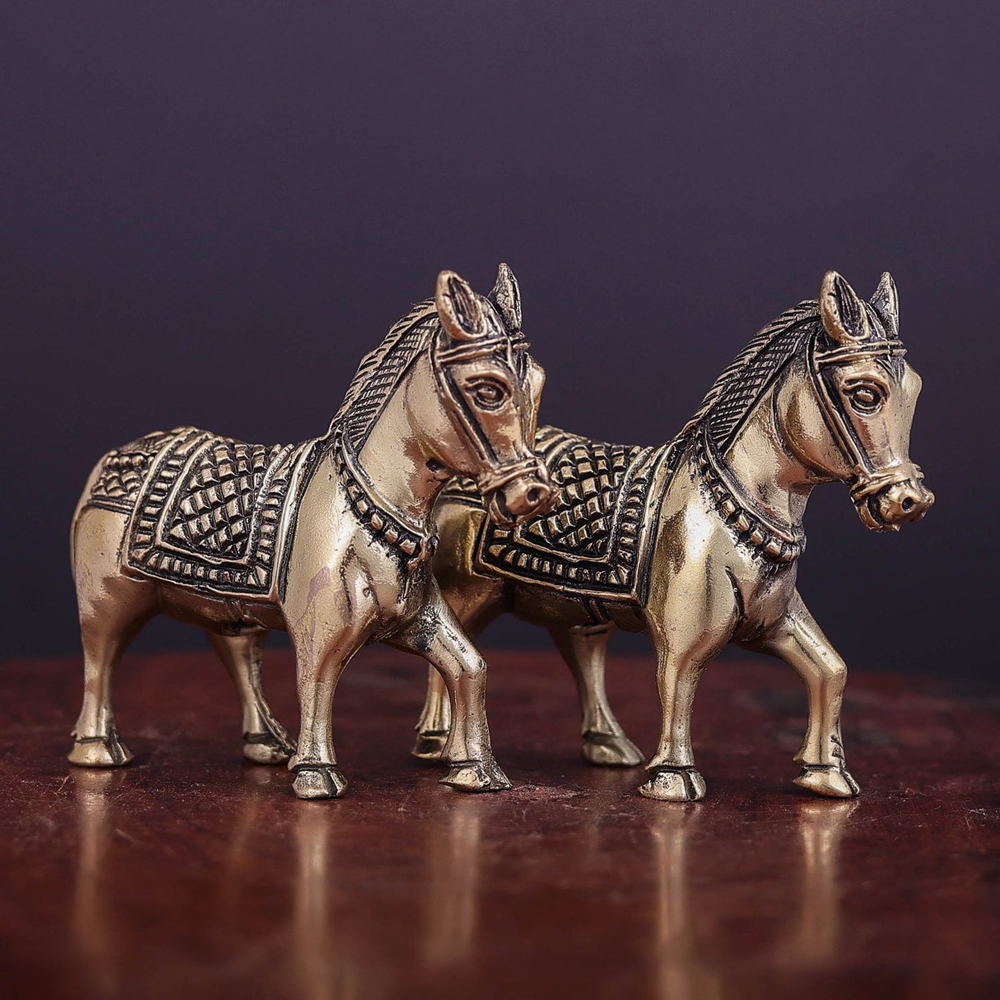 Brass Superfine Horse Pair Miniature Showpieces 2 Inch