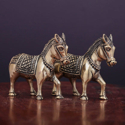 Brass Superfine Horse Pair Miniature Showpieces 2 Inch by vendor-unknown - Decor (View 7)