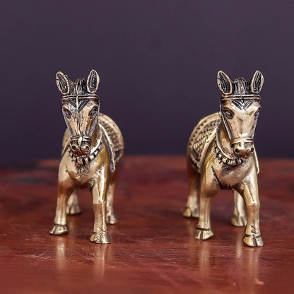 Brass Superfine Horse Pair Miniature Showpieces 2 Inch by vendor-unknown - Decor (View 8)