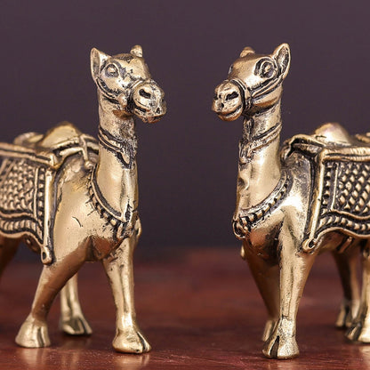 Brass Superfine Camel Pair Miniature Showpieces 2.2 Inch by vendor-unknown - Decor (View 2)