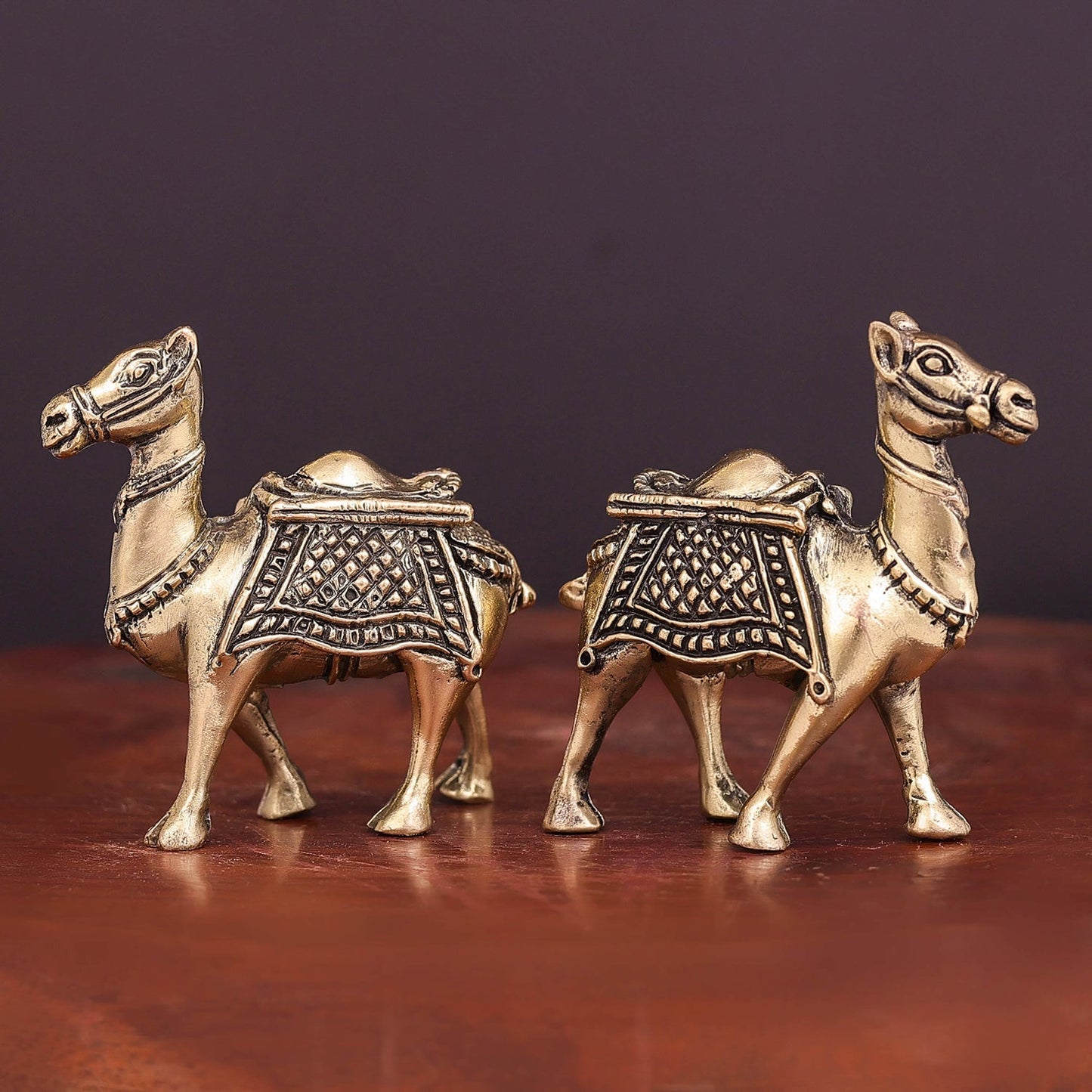 Brass Superfine Camel Pair Miniature Showpieces 2.2 Inch